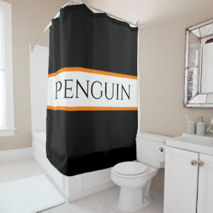 Rideaux De Douche Cool amusant Noir Blanc Orange Stripes Texte du pi