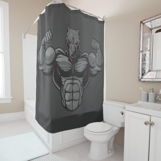 Rideaux De Douche Cool Anglais Bulldog Bodybuilder Poids (En situation)