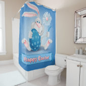 Rideaux De Douche Cool Bleu Joyeux Pâques (En situation)