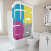 Rideaux De Douche COOL bleu violet gris jaune (En situation)