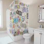 Rideaux De Douche Cool Fun Doodle Lettres Vintage (En situation)