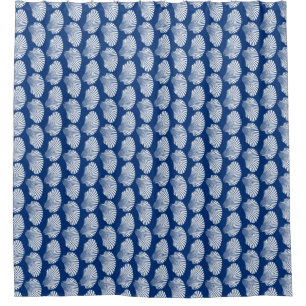 Rideaux De Douche Copie de bloc de Shell de feston, bleu marine et