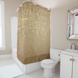 Rideaux De Douche Copie égyptienne de papier de hiéroglyphes d'or