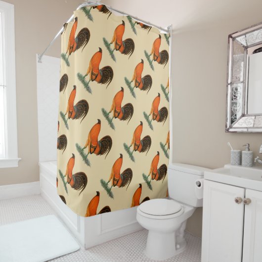 Rideaux De Douche Coq de combat Ginger Rouge (En situation)