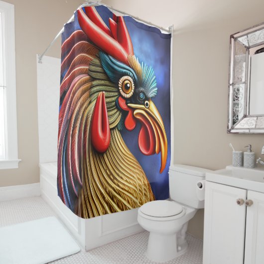 Rideaux De Douche Coq en fleurs (En situation)