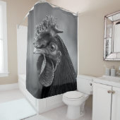 Rideaux De Douche Coq noir et blanc (En situation)