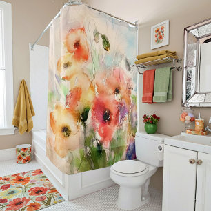Rideaux De Douche Coquelicots aquarelle d'automne