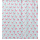 Rideaux De Douche Coquette Bow rose Motif sur Blue (Devant)