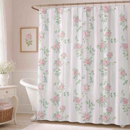 Rideaux De Douche Coquette Florale Rose