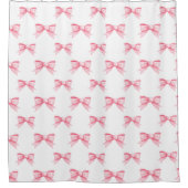Rideaux De Douche Coquette Pink Bows Ribbons Motif sans couture (Devant)