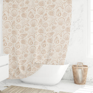 Rideaux De Douche Coquillage de mer style bohème côtier neutre crème