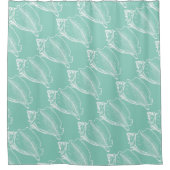 Rideaux De Douche Coquillage Nautique Blanc Sur Vert Marécage (Devant)