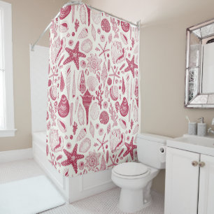 Rideaux De Douche Coquillages à Viva Magenta - Couleur de l'année 20