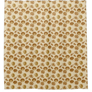 Rideaux De Douche Coquillages - Brown sur un arrière - plan beige