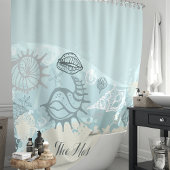 Rideaux De Douche Coquillages et Sable Monogramme de Plage