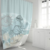 Rideaux De Douche Coquillages et Sable Monogramme de Plage