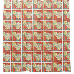 Rideaux De Douche Coquillages oranges rustiques