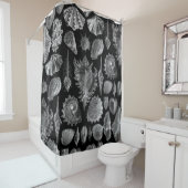 Rideaux De Douche Coquillages vintages Noirs (En situation)