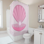 Rideaux De Douche Coquille d'huîtres pour fille rose et perle (En situation)