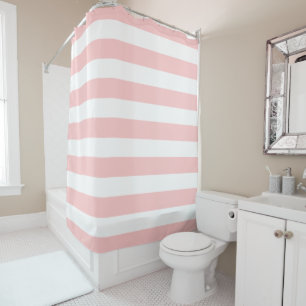 Rideaux De Douche Corail de Preppy rose et blanc rayures