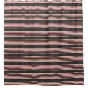 Rideaux De Douche Corail et charbon de bois cinq bandes motif