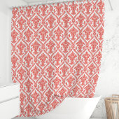 Rideaux De Douche Corail et Damassé Blanc