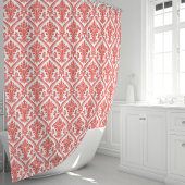 Rideaux De Douche Corail et Damassé Blanc