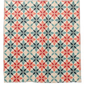 Rideaux De Douche Corail et géométrie Turquoise (Devant)