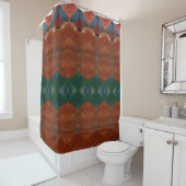 Rideaux De Douche Corail et Ikat vert (En situation)
