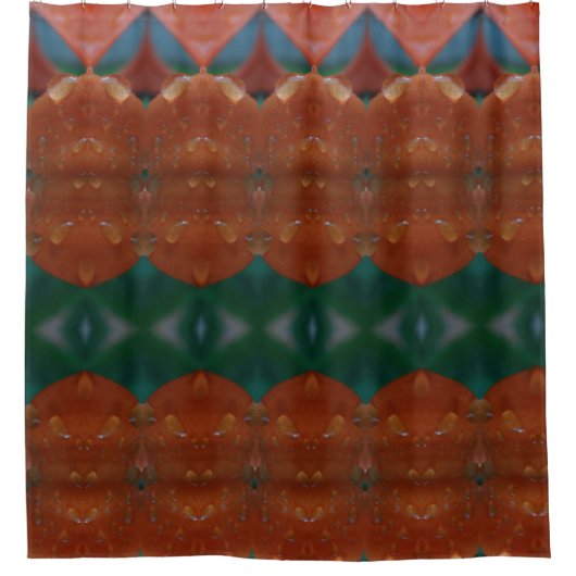 Rideaux De Douche Corail et Ikat vert (Devant)