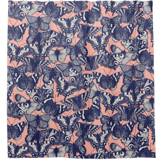 Rideaux De Douche corail pâle papillon (Devant)