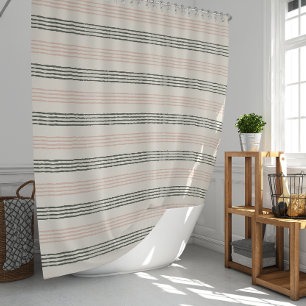 Rideaux De Douche Corail Prach moderne Sage Green Stripe Boho