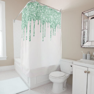 Rideaux De Douche *~* Corail Rose Goutte Gouttelettes Menthe PAILLÉ