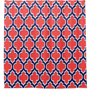 Rideaux De Douche Corail Rouge Marine Bleu Blanc XL Marocain #4DS