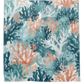 Rideaux De Douche Corail Sarcelle Vert Orange Plage (Devant)