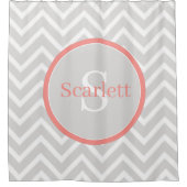 Rideaux De Douche Coral Chevron Monogramme (Devant)
