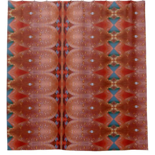 Rideaux De Douche Coral et Ikat bleu (Devant)