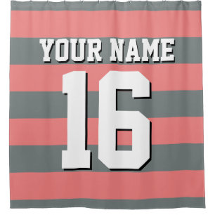 Rideaux De Douche Coral léger Charcoal Sports Jersey Preppy Stripe