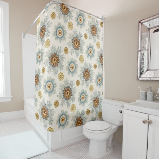 Rideaux De Douche Coral Mandala Motif (En situation)