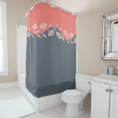 Rideaux De Douche Coral Orange Pêche Gris Floral (En situation)