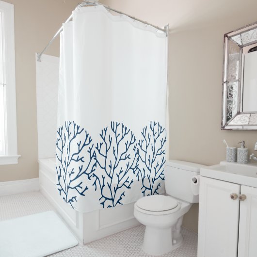 Rideaux De Douche Coral Reef Thème Style Turquoise Coral Motif (En situation)