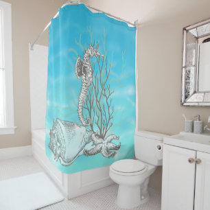 Rideaux De Douche Coral Seahorse Starfish Décor océanique