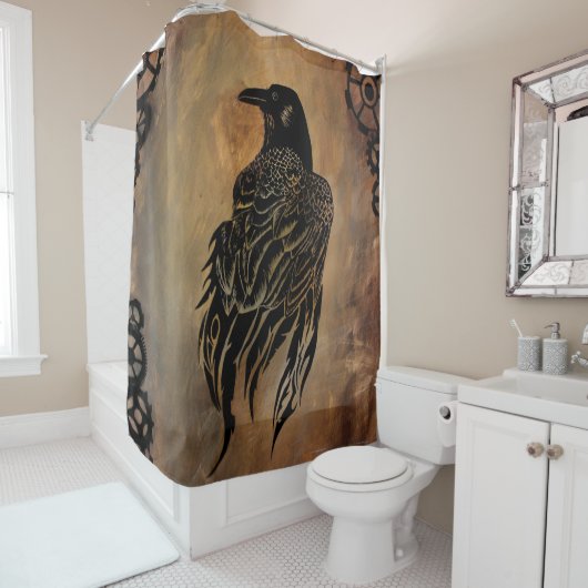 Rideaux De Douche Corbeau (En situation)