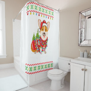 Rideaux De Douche Corgi Chien Joyeux Corgmas Père Noël Corgi Mauvais