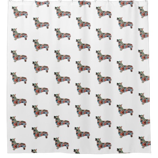 Rideaux De Douche Corgi Chien Motif géométrique Silhouette Plaid (Devant)