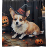 Rideaux De Douche Corgi Citrouilles Halloween Épouvantable (Devant)