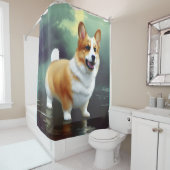 Rideaux De Douche Corgi dans l'eau (En situation)