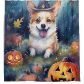 Rideaux De Douche Corgi d'Halloween avec la peur Citrouille (Devant)