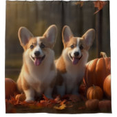 Rideaux De Douche Corgi Puppy Automne Citrouille de plaisir (Devant)