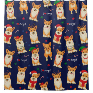 Rideaux De Douche Corgis Christmas : Festive Motif Vintage